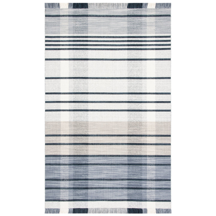 SAFAVIEH Striped Kilim STK704G Light Grey / Black Rug Image 7