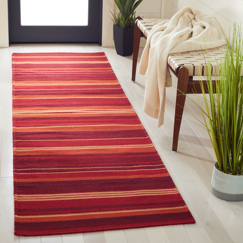 SAFAVIEH Striped Kilim STK601Q Handmade Red Rug Image 2