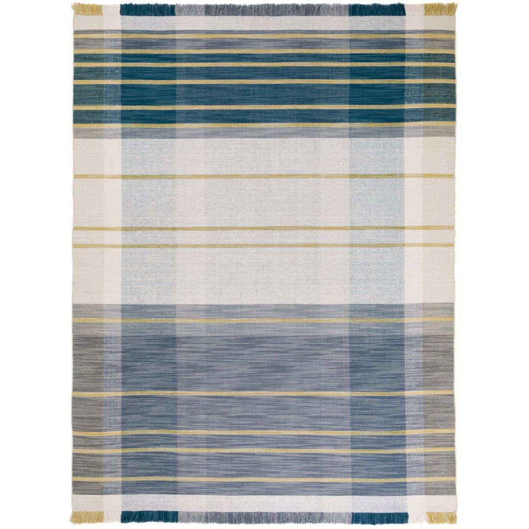 SAFAVIEH Striped Kilim STK706B Handwoven Beige /Teal Rug Image 1