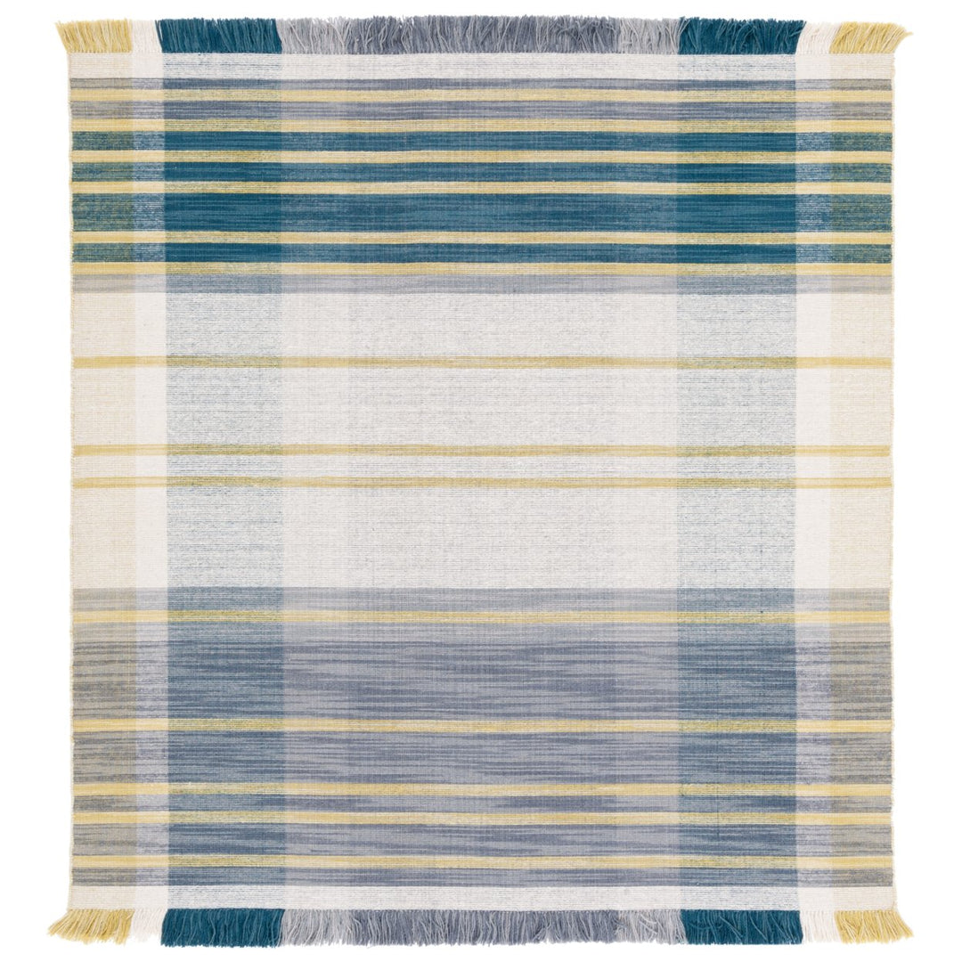 SAFAVIEH Striped Kilim STK706B Handwoven Beige /Teal Rug Image 1