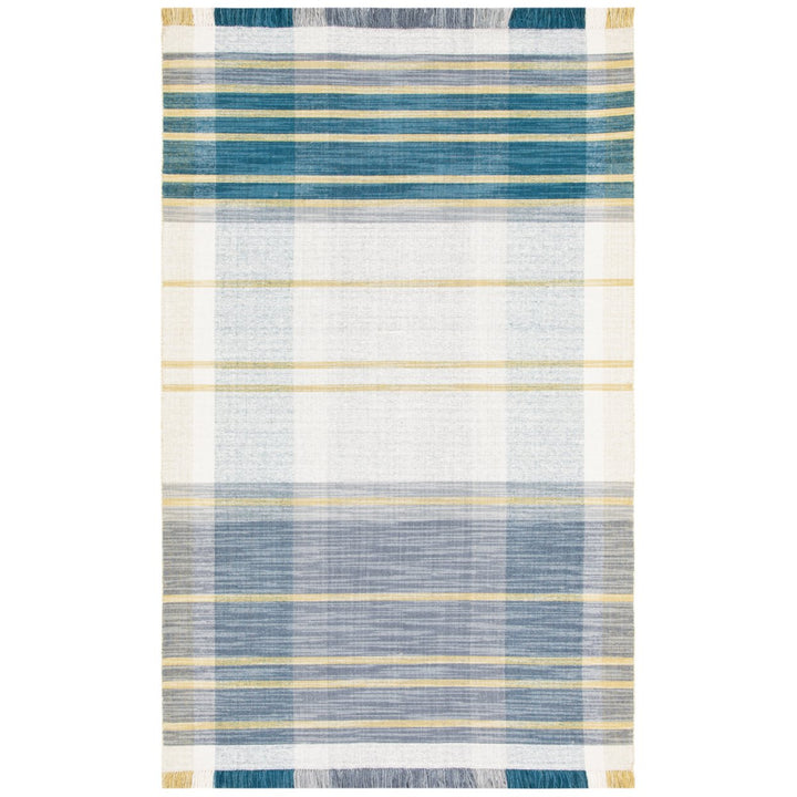 SAFAVIEH Striped Kilim STK706B Handwoven Beige /Teal Rug Image 1