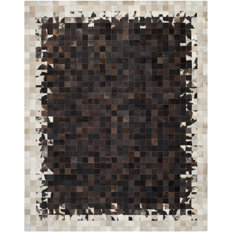 SAFAVIEH Studio Leather STL215B Ivory / Dark Brown Rug Image 1