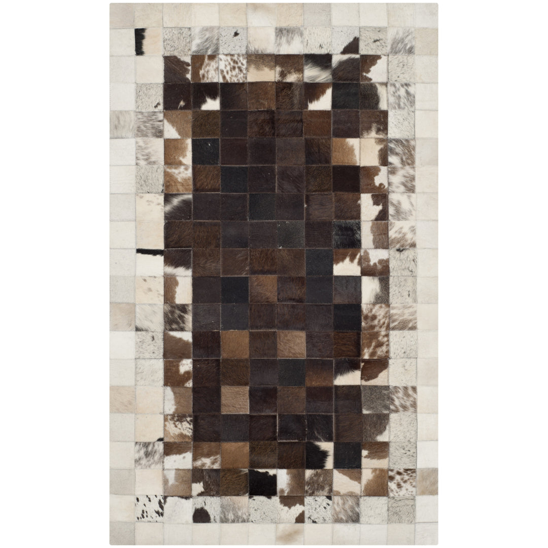 SAFAVIEH Studio Leather STL215B Ivory / Dark Brown Rug Image 4