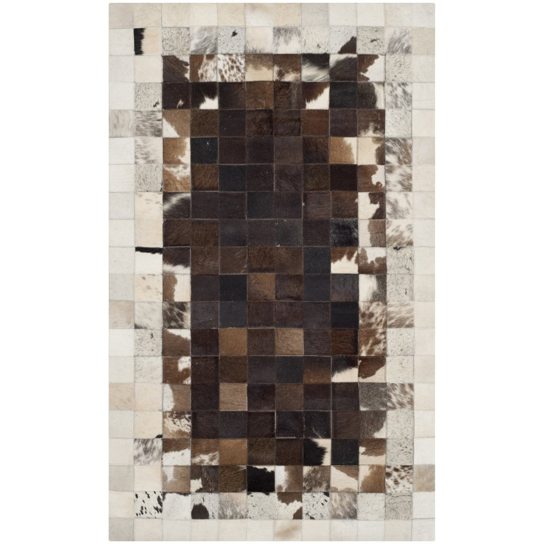 SAFAVIEH Studio Leather STL215B Ivory / Dark Brown Rug Image 1