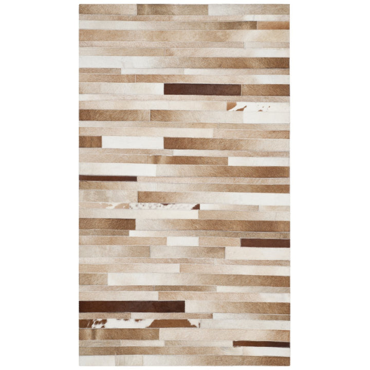 SAFAVIEH Studio Leather STL218B Handwoven Tan /Ivory Rug Image 1