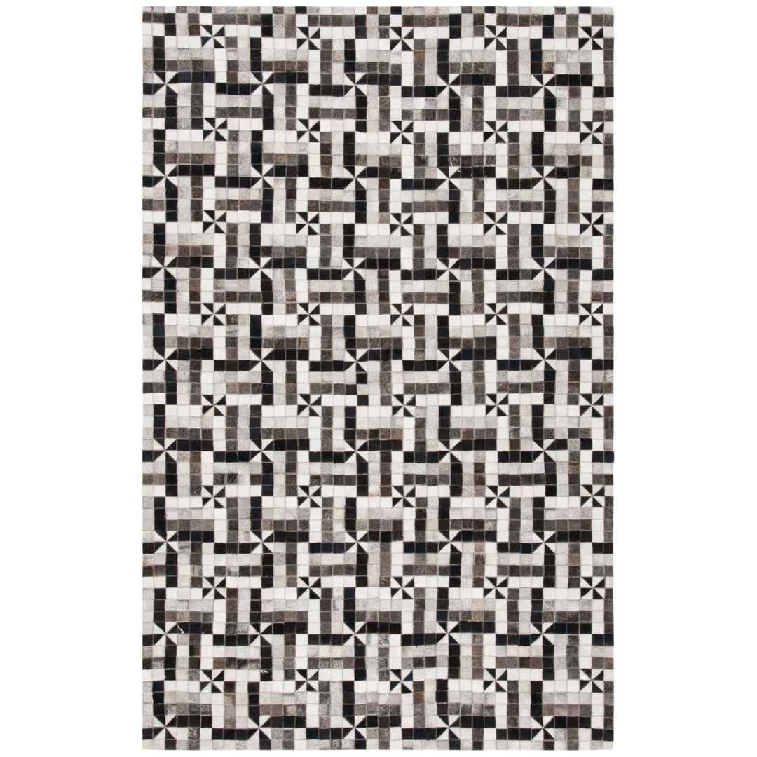 SAFAVIEH Studio Leather STL402A Grey / Black Rug Image 1