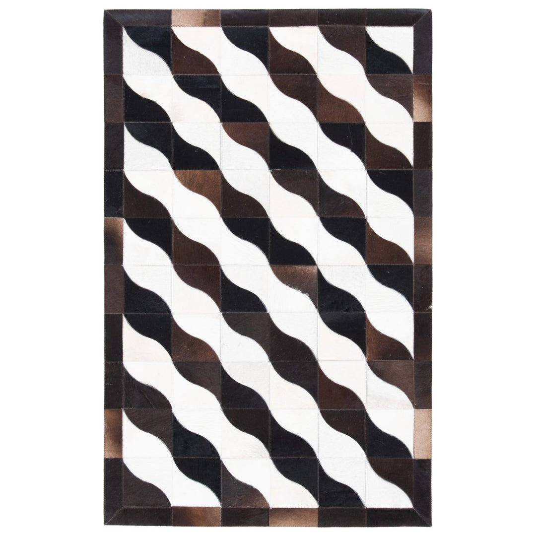 SAFAVIEH Studio Leather STL801Z Black / Ivory Rug Image 7