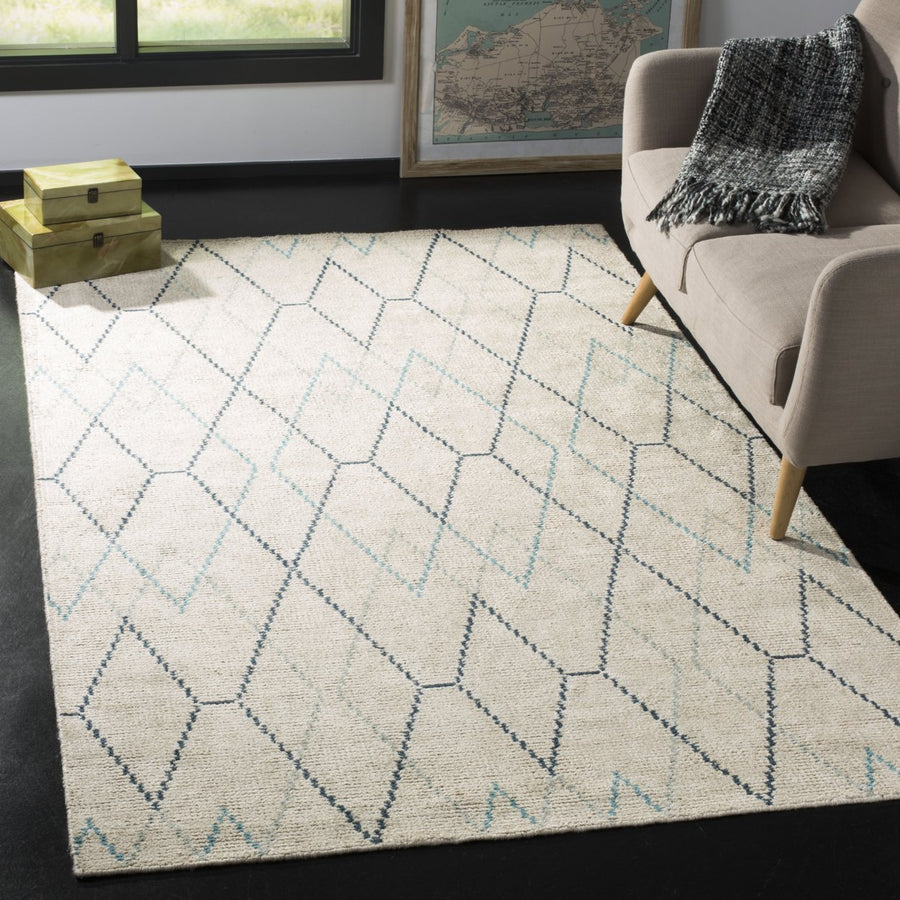 SAFAVIEH Stone Wash STW903A Hand-knotted Ivory /Blue Rug Image 1