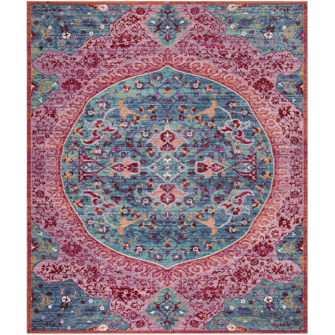 SAFAVIEH Sutton SUT401B Turquoise / Fuchsia Rug Image 1