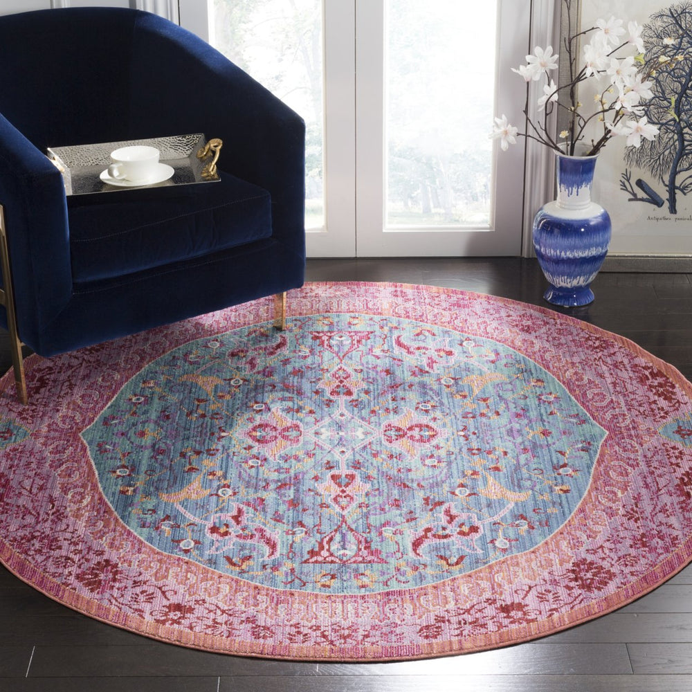 SAFAVIEH Sutton SUT401B Turquoise / Fuchsia Rug Image 2