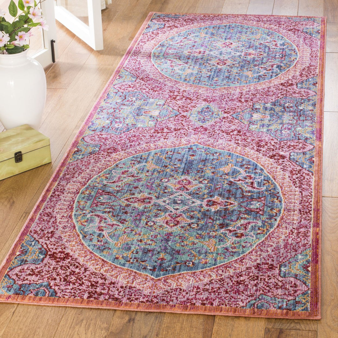 SAFAVIEH Sutton SUT401B Turquoise / Fuchsia Rug Image 3