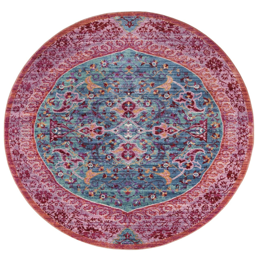 SAFAVIEH Sutton SUT401B Turquoise / Fuchsia Rug Image 4