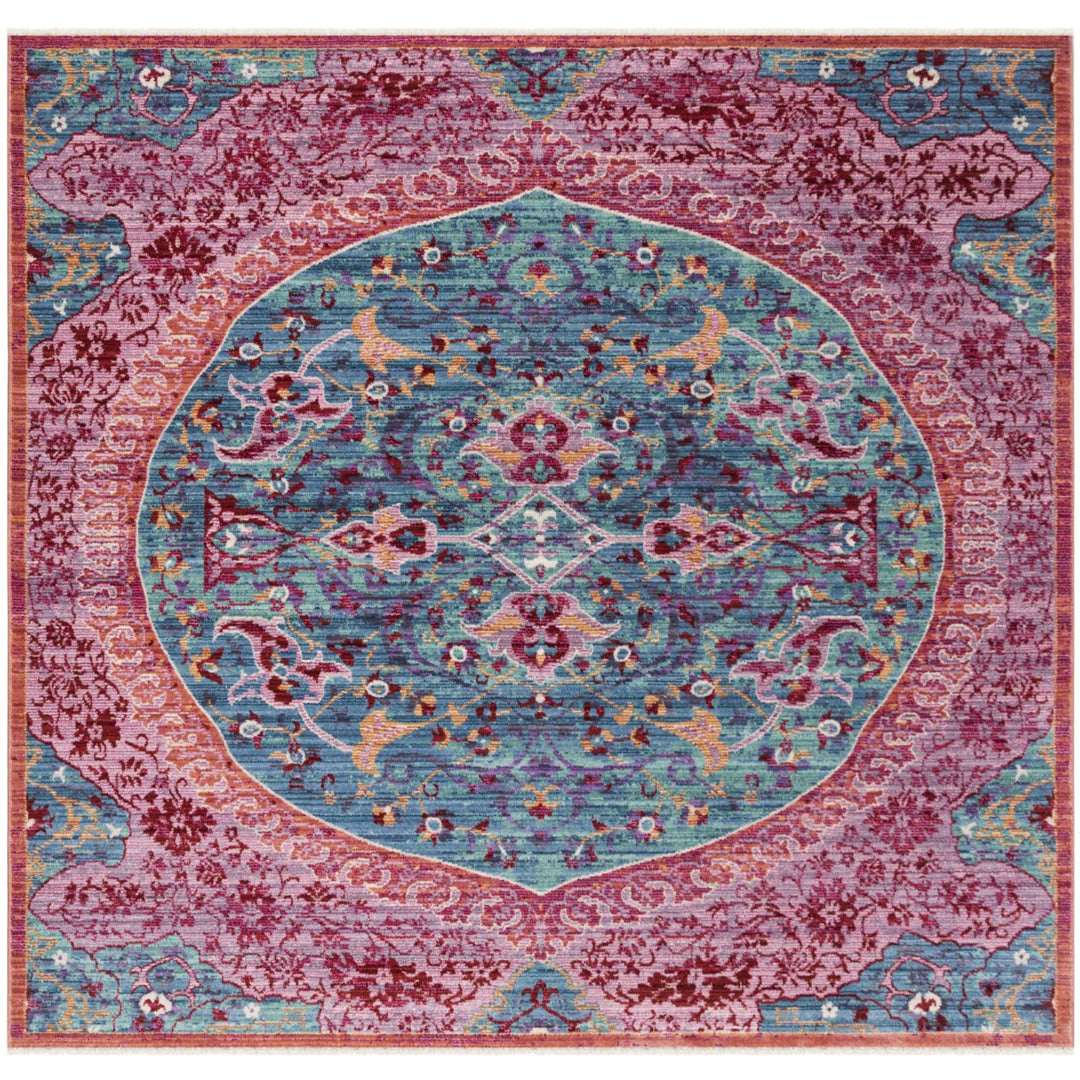 SAFAVIEH Sutton SUT401B Turquoise / Fuchsia Rug Image 5