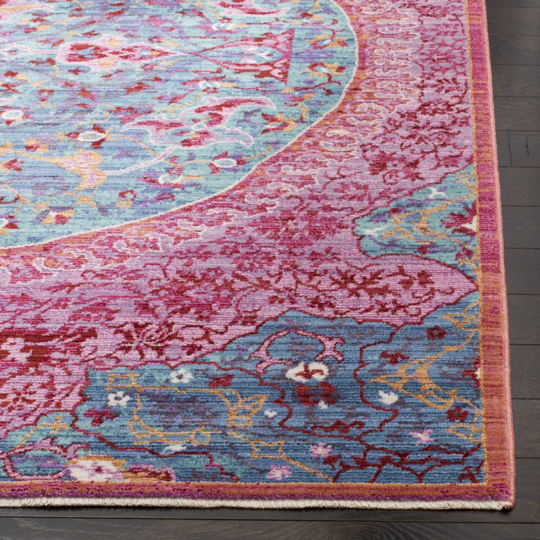 SAFAVIEH Sutton SUT401B Turquoise / Fuchsia Rug Image 6