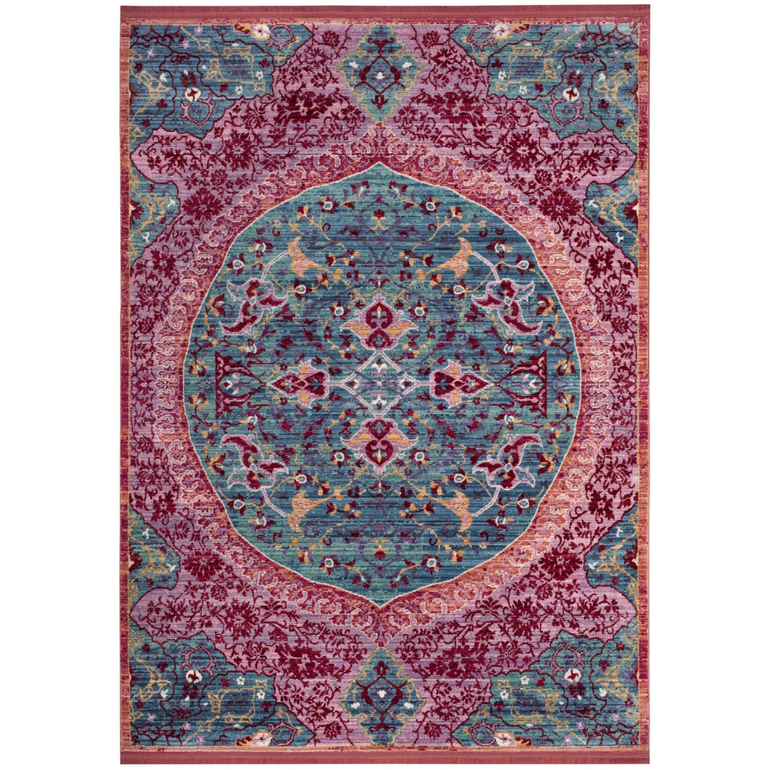 SAFAVIEH Sutton SUT401B Turquoise / Fuchsia Rug Image 7