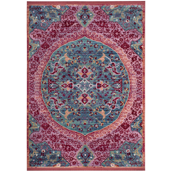 SAFAVIEH Sutton SUT401B Turquoise / Fuchsia Rug Image 7