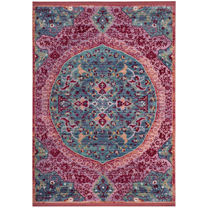 SAFAVIEH Sutton SUT401B Turquoise / Fuchsia Rug Image 1