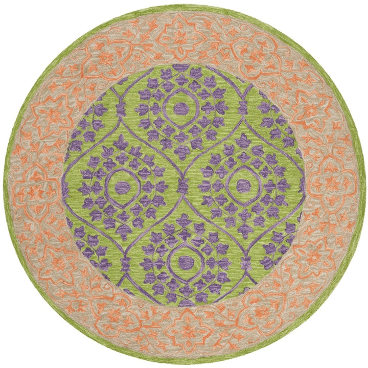 SAFAVIEH Suzani SZN102A Hand-hooked Green / Violet Rug Image 4