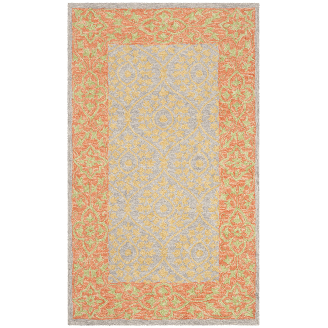 SAFAVIEH Suzani SZN105A Hand-hooked Orange / Silver Rug Image 9