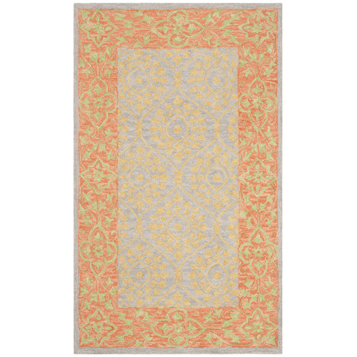 SAFAVIEH Suzani SZN105A Hand-hooked Orange / Silver Rug Image 9