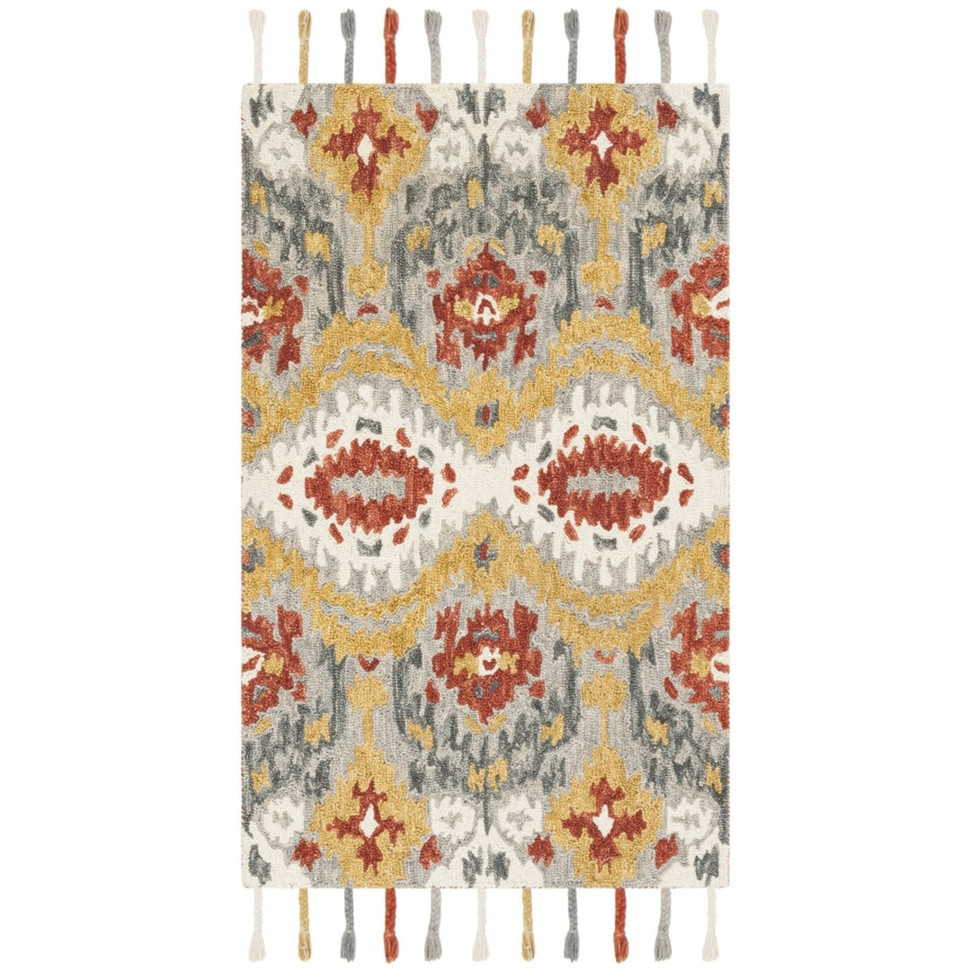 SAFAVIEH Suzani SZN202A Hand-hooked Grey / Gold Rug Image 1