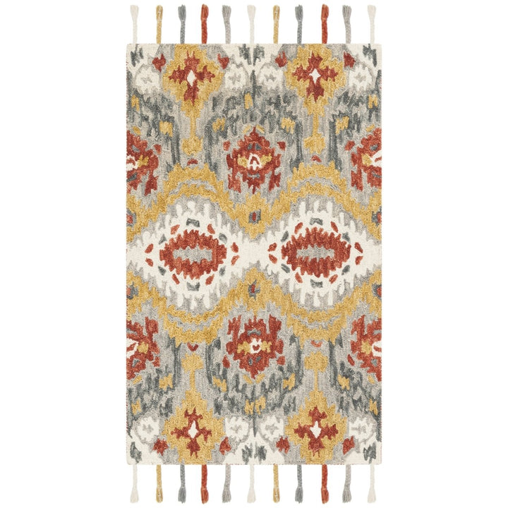 SAFAVIEH Suzani SZN202A Hand-hooked Grey / Gold Rug Image 1