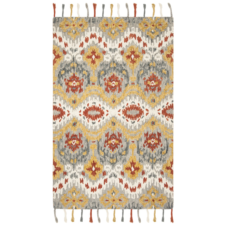 SAFAVIEH Suzani SZN202A Hand-hooked Grey / Gold Rug Image 6