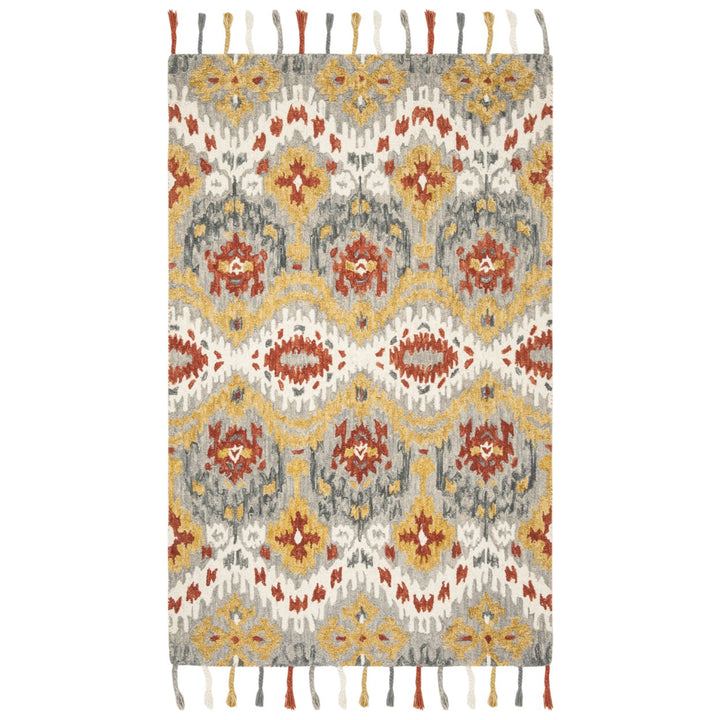 SAFAVIEH Suzani SZN202A Hand-hooked Grey / Gold Rug Image 1