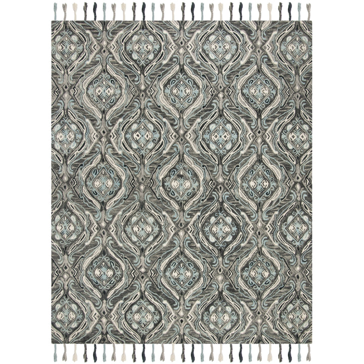 SAFAVIEH Suzani SZN206A Hand-hooked Grey /Light Blue Rug Image 1