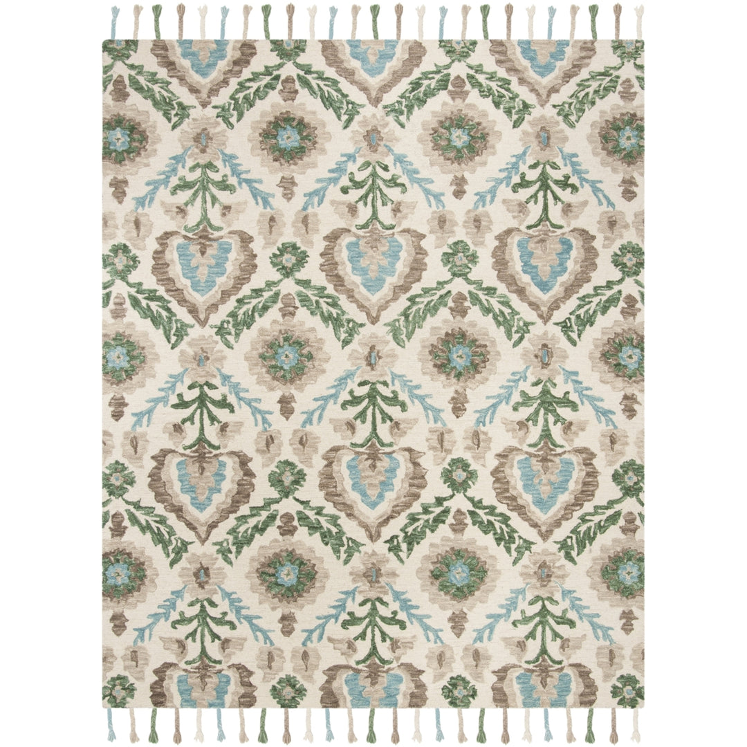 SAFAVIEH Suzani SZN207A Hand-hooked Ivory /Turquoise Rug Image 1