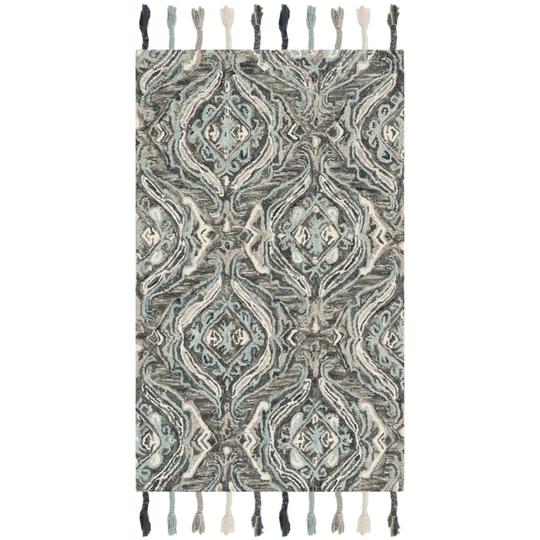 SAFAVIEH Suzani SZN206A Hand-hooked Grey /Light Blue Rug Image 5