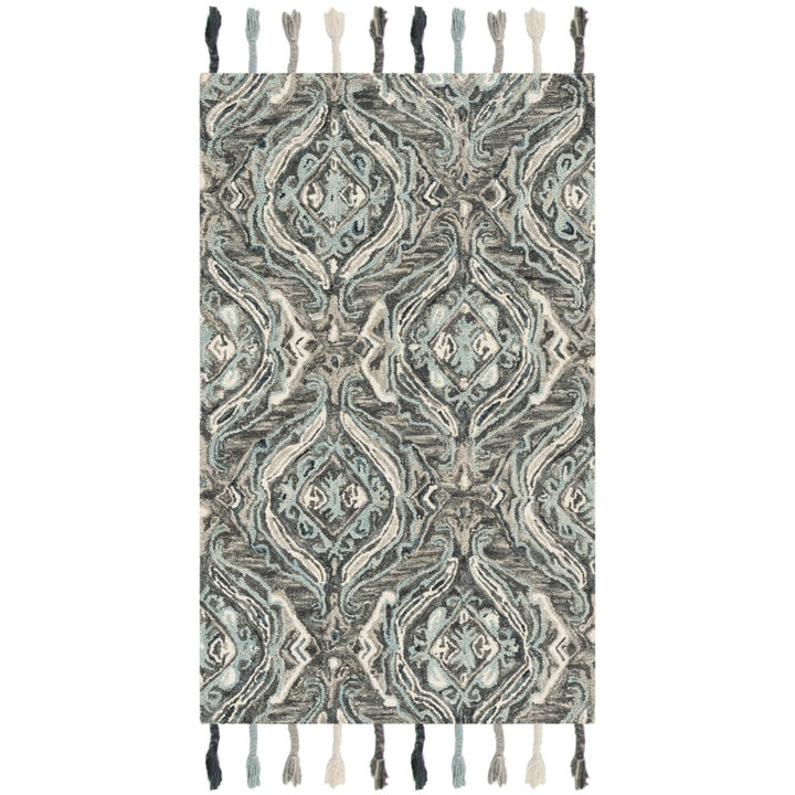 SAFAVIEH Suzani SZN206A Hand-hooked Grey /Light Blue Rug Image 1