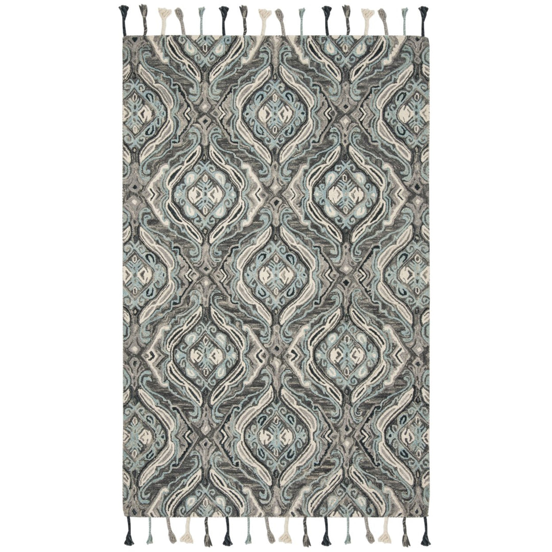 SAFAVIEH Suzani SZN206A Hand-hooked Grey /Light Blue Rug Image 1