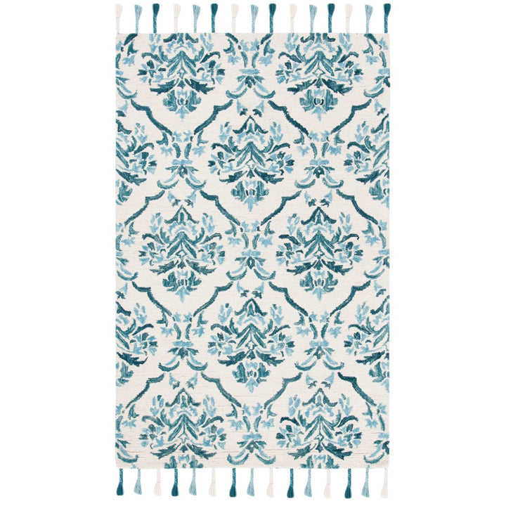 SAFAVIEH Suzani SZN205A Hand-hooked Ivory /Turquoise Rug Image 8