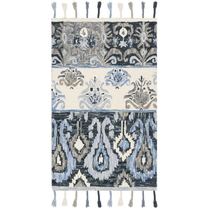 SAFAVIEH Suzani SZN208A Hand-hooked Blue / Ivory Rug Image 5