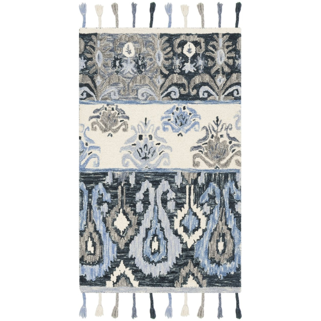 SAFAVIEH Suzani SZN208A Hand-hooked Blue / Ivory Rug Image 1