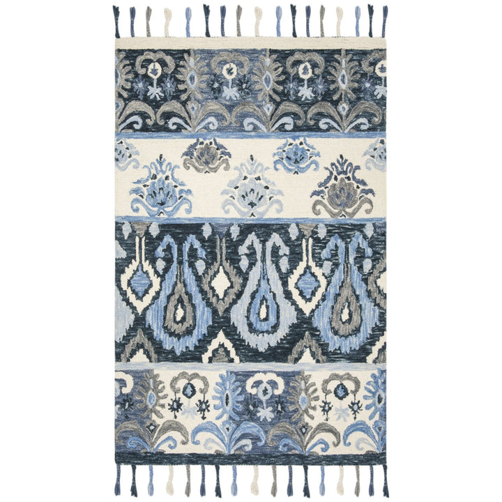 SAFAVIEH Suzani SZN208A Hand-hooked Blue / Ivory Rug Image 1