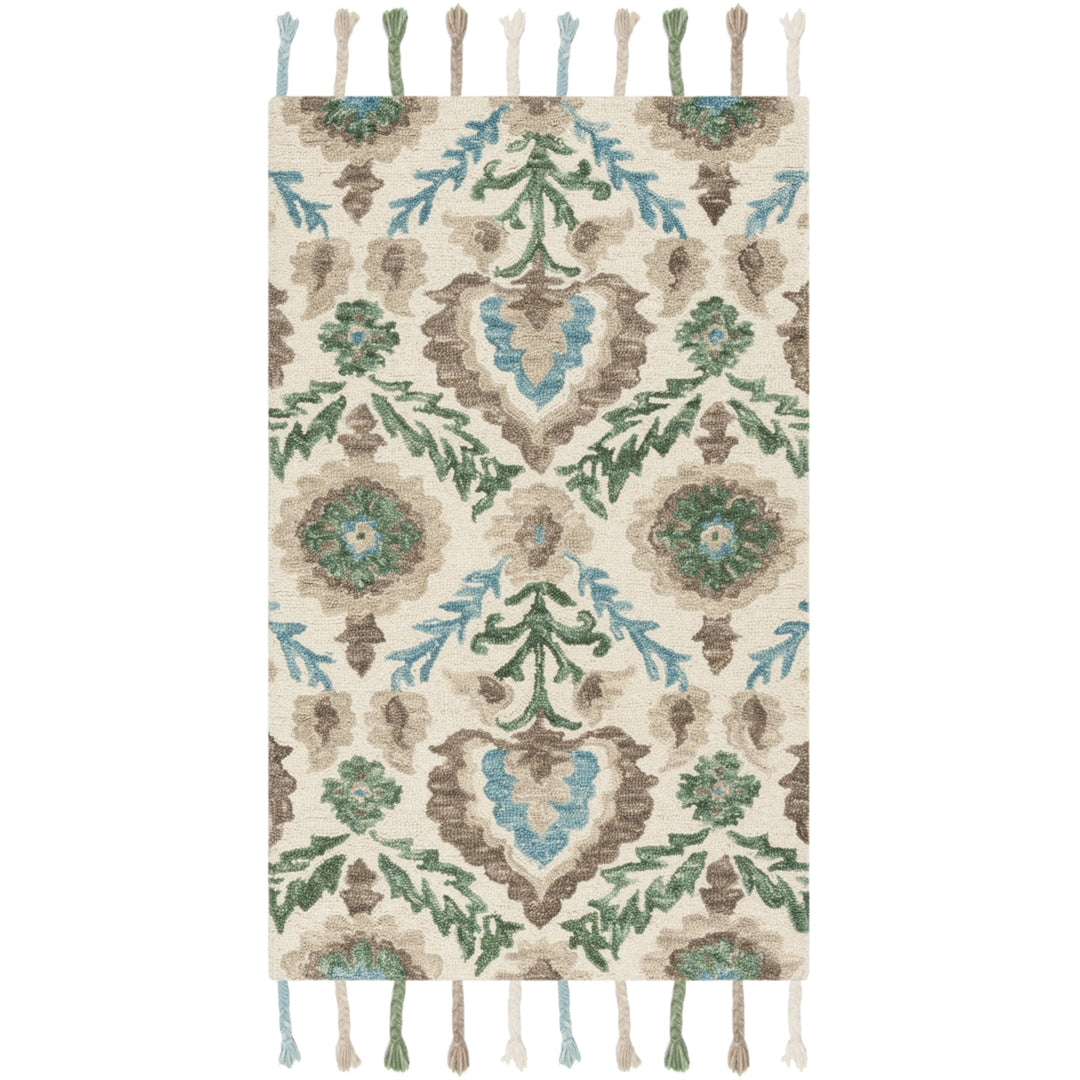 SAFAVIEH Suzani SZN207A Hand-hooked Ivory /Turquoise Rug Image 7