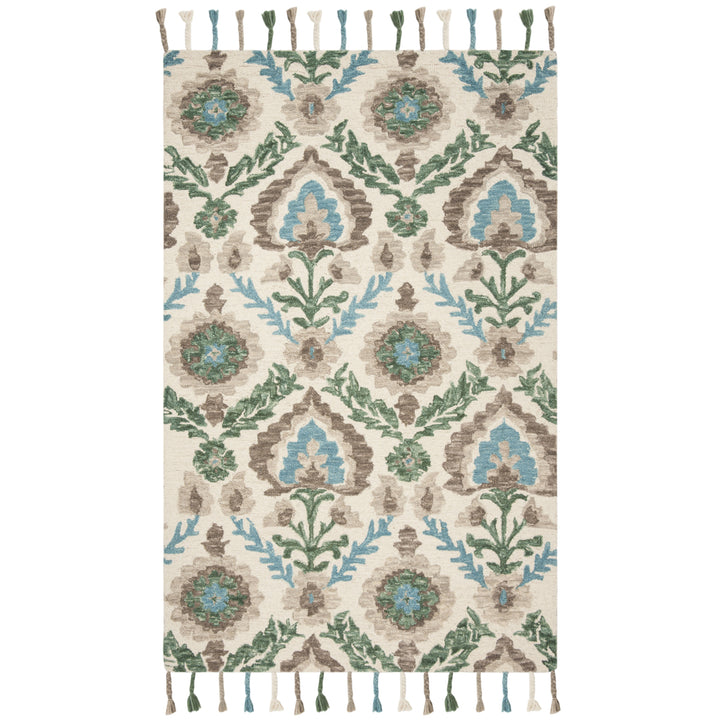 SAFAVIEH Suzani SZN207A Hand-hooked Ivory /Turquoise Rug Image 8