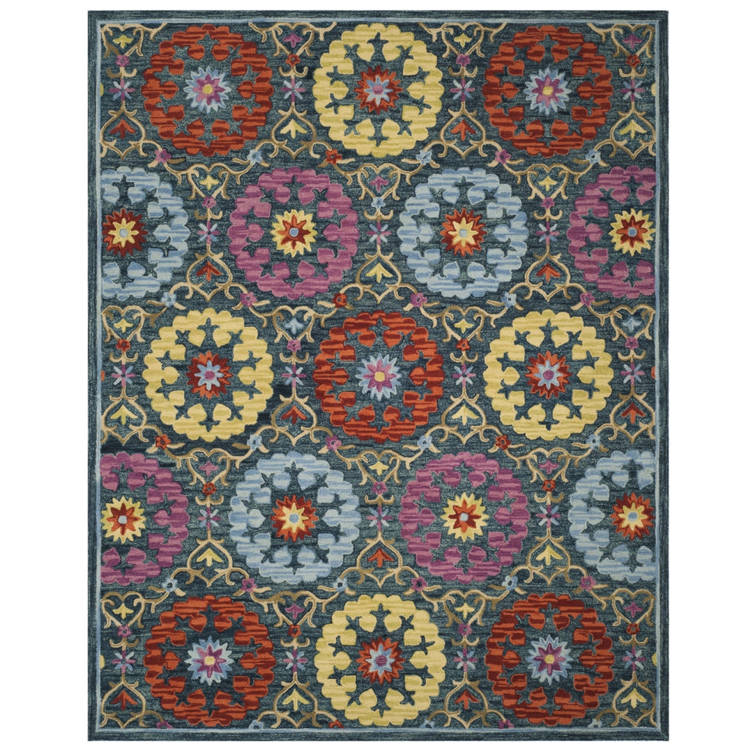 SAFAVIEH Suzani SZN328A Hand-hooked Blue / Multi Rug Image 1