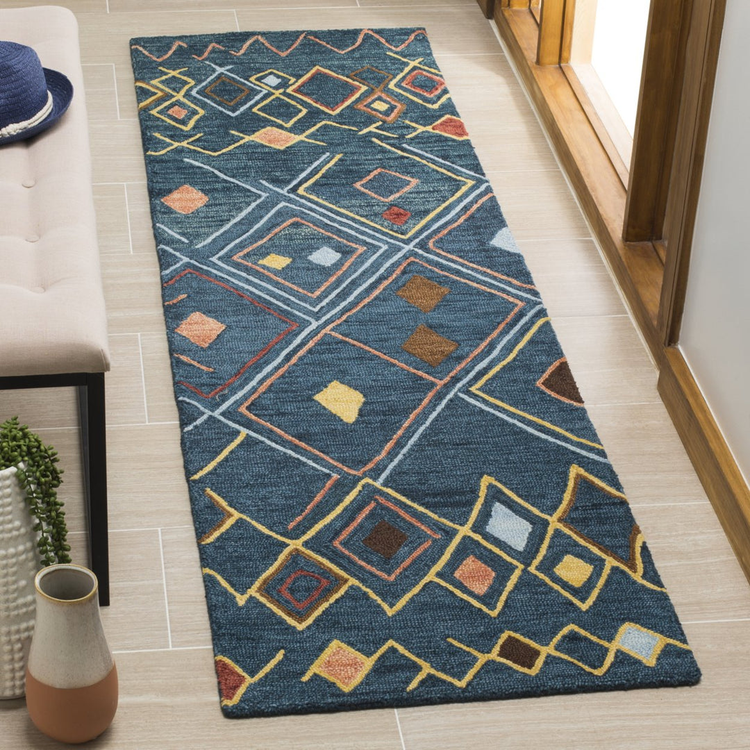 SAFAVIEH Suzani SZN314A Hand-hooked Dark Blue /Multi Rug Image 2