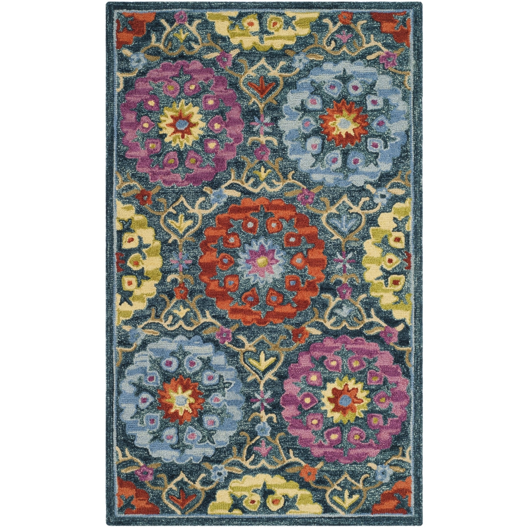 SAFAVIEH Suzani SZN328A Hand-hooked Blue / Multi Rug Image 5