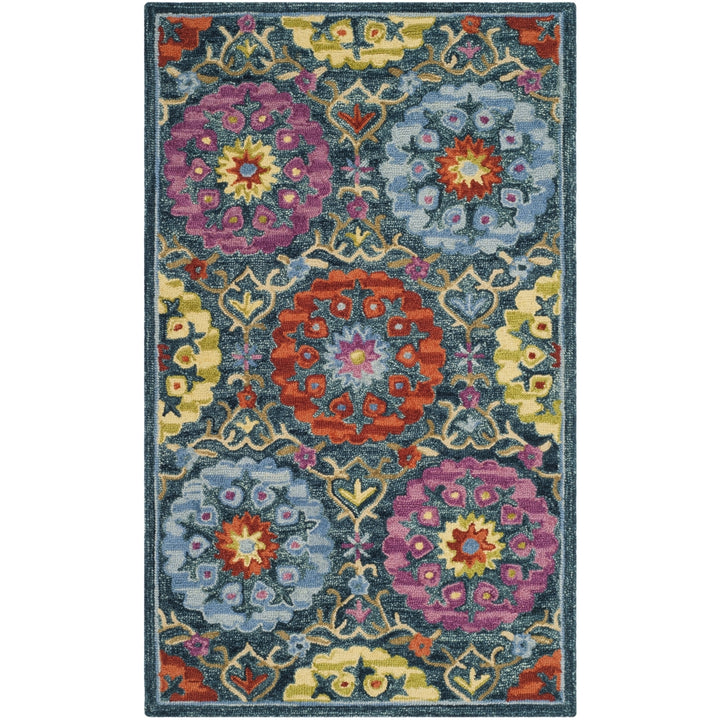 SAFAVIEH Suzani SZN328A Hand-hooked Blue / Multi Rug Image 5