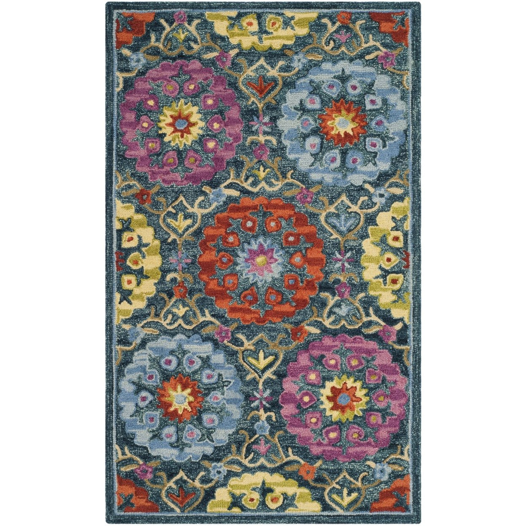 SAFAVIEH Suzani SZN328A Hand-hooked Blue / Multi Rug Image 1