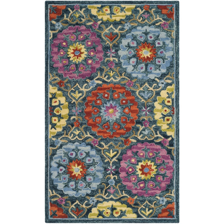 SAFAVIEH Suzani SZN328A Hand-hooked Blue / Multi Rug Image 1