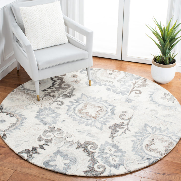 SAFAVIEH Suzani SZN336A Handmade Ivory / Grey Rug Image 2