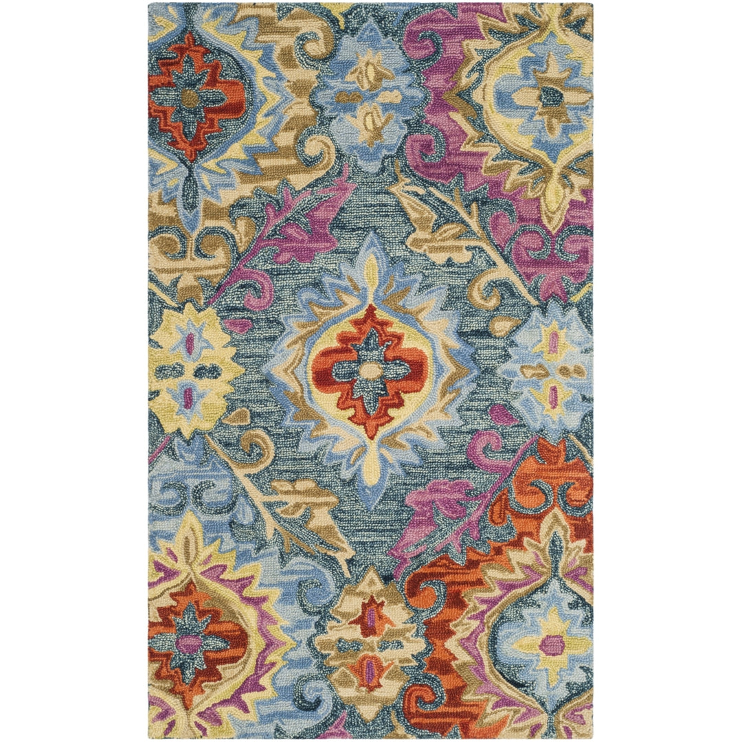 SAFAVIEH Suzani SZN376A Hand-hooked Blue / Multi Rug Image 4