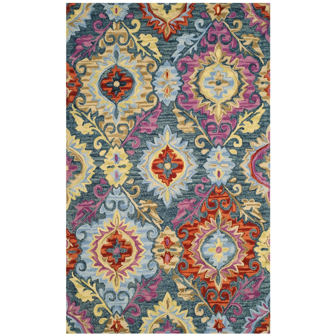 SAFAVIEH Suzani SZN376A Hand-hooked Blue / Multi Rug Image 5