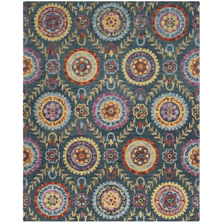 SAFAVIEH Suzani SZN374A Hand-hooked Blue / Multi Rug Image 1