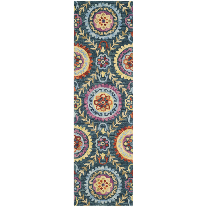 SAFAVIEH Suzani SZN374A Hand-hooked Blue / Multi Rug Image 3